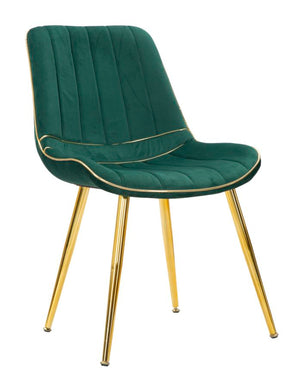 Set 2 Sedie Imbottite 51x59x79 cm in Poliestere Paris Verde e Oro
