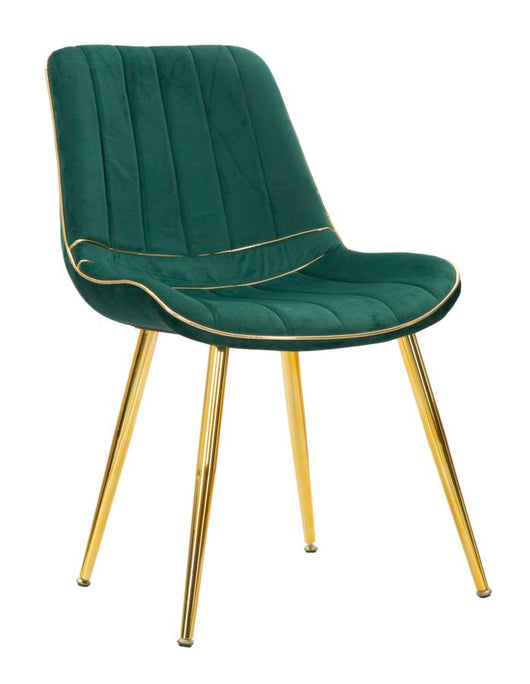 Set 2 Sedie Imbottite 51x59x79 cm in Poliestere Paris Verde e Oro