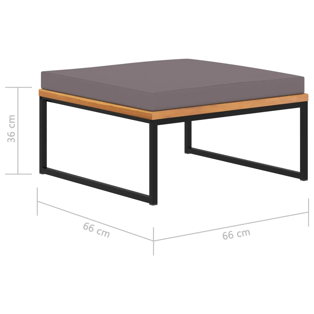 Poggiapiedi con Cuscino 66x66x36cm in Legno Acacia Grigio Scuro 46511
