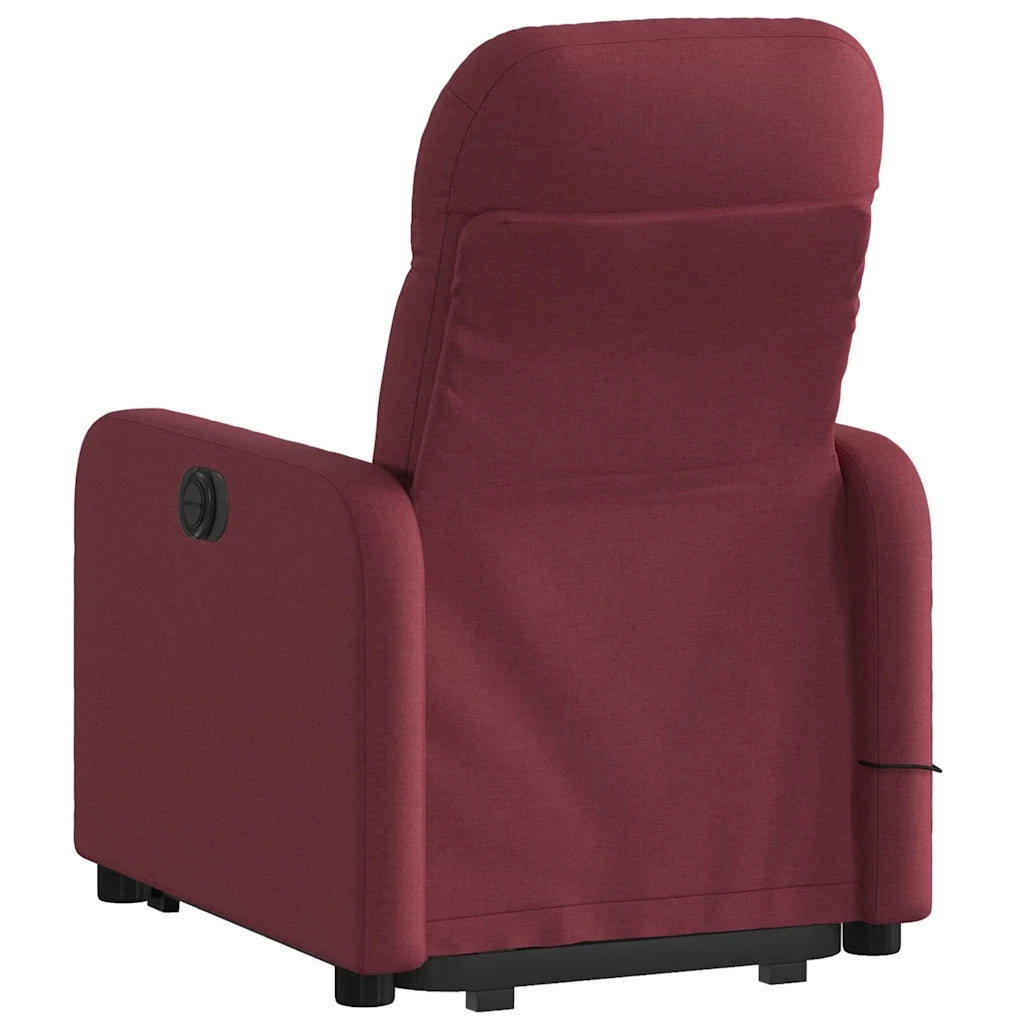 Poltrona Alzapersona Massaggiante Elettrica Rosso Vino Tessuto 3206825