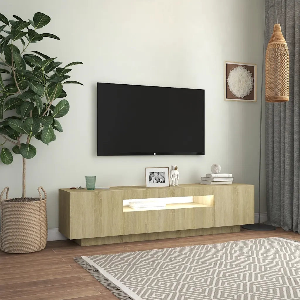 Mobile Porta TV con Luci LED Rovere Sonoma 160x35x40 cm 804430