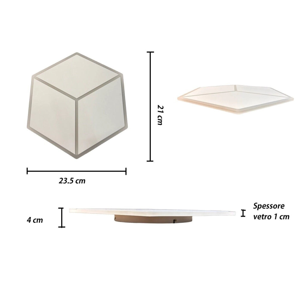 Applique Lampada da parete muro LED a 12W moderna cubo effetto 3D cambia 3 luci
