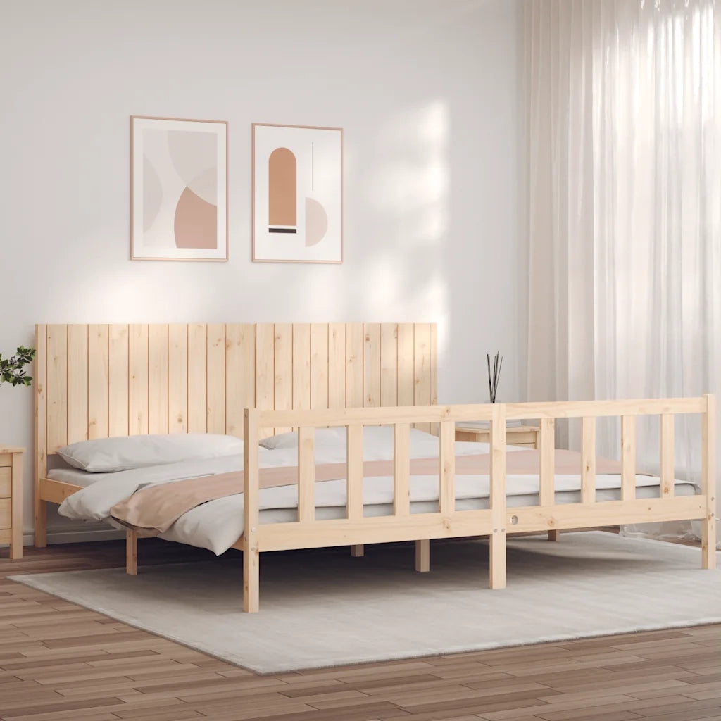 Giroletto senza Materasso-Struttura Letto 200x200 cm in Legno Massello di Pino 687569