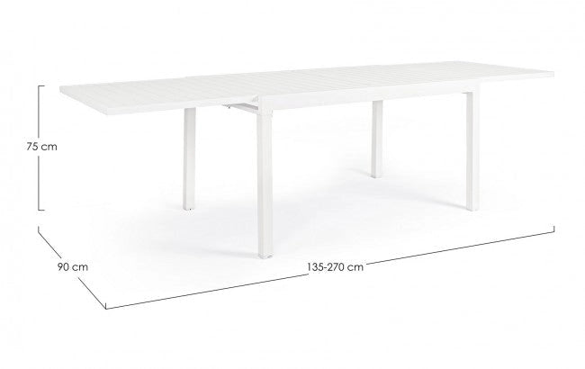 Tavolo Allungabile da Giardino 135-270x90x75h cm Pelagius Bianco