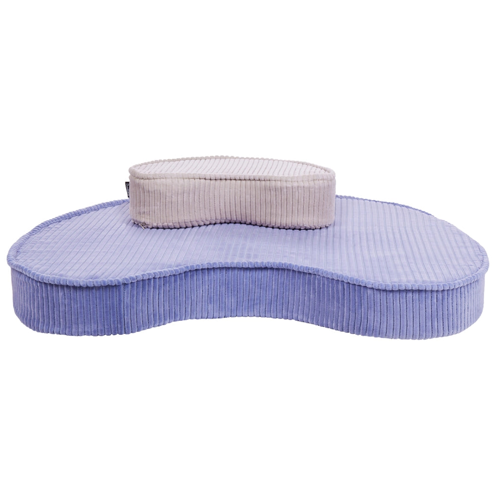 Set di 2 cuscini da terra in velluto a coste a forma di fagiolo viola e beige cameretta soggiorno