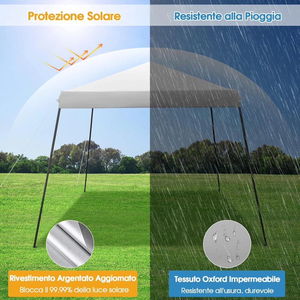 Gazebo Pop-up da Giardino 3 x 3 m, Tenda per Feste con Altezza Regolabile (237/255/246 cm), Gazebo Pieghevole da Esterno con Rete Impermeabile, per Campeggio, Giardino, Mercato (Grigio)