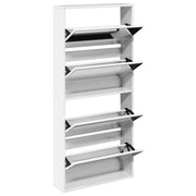 Scarpiera con Specchio a 4 Livelli Bianco lucido 63x17x134 cmcod mxl 86567
