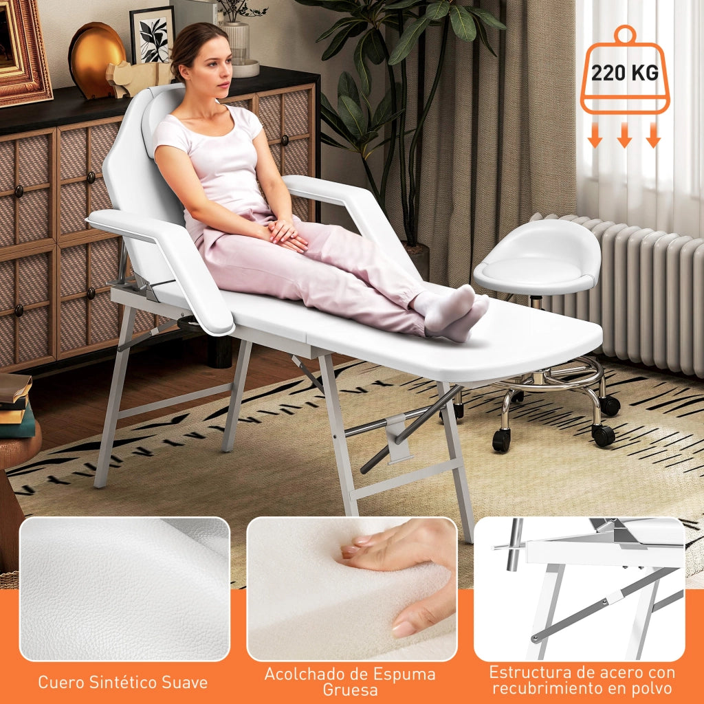 Lettino da massaggio pieghevole 3 zone ¨C Xylo ¨C Bianco 182x82x68 cm
