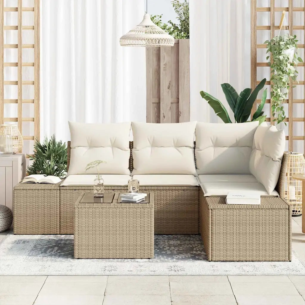 Set Divano da Giardino Beige e Crema polyrattan 3355720