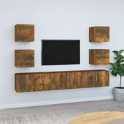 Set di Mobili Porta TV 7 pz Rovere Fumo in Legno Multistrato 3120242
