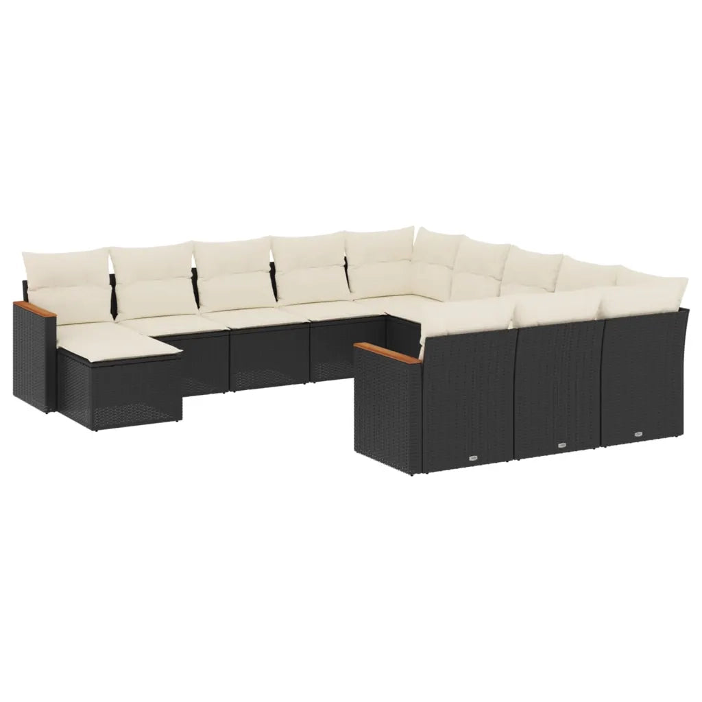 Set Divani da Giardino 12 pz con Cuscini Nero in Polyrattan 3258983