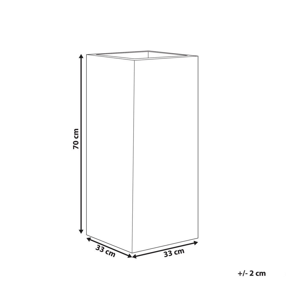 Vaso per fiori da giardino alto in argilla 33x33x70 cm resistente ai raggi UV grigio chiaro