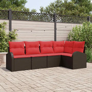 Set Divano da Giardino 5 pcs Marrone polyrattan