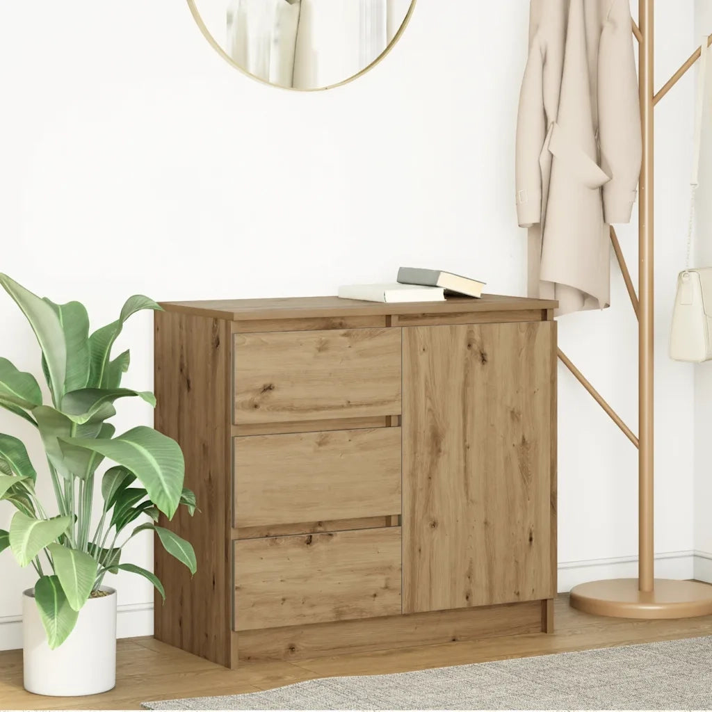 Credenza | Madia | Buffet da pranzo | Armadio da pranzo con Cassetto Rovere Artigianale 71x35x65 cm Truciolato