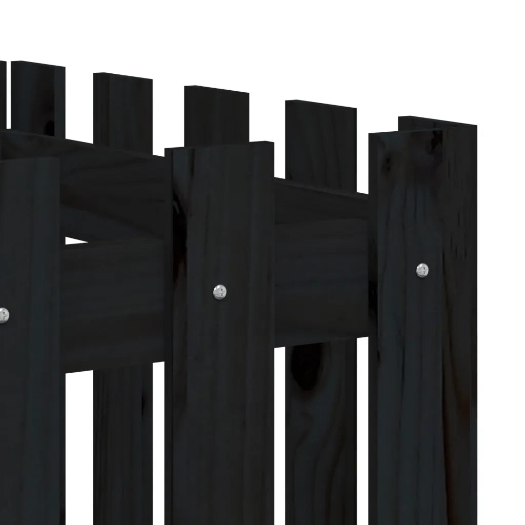 Fioriera | Cassetta per fiori | Vaso Giardino a Recinzione Nera 200x50x50cm Massello Pino
