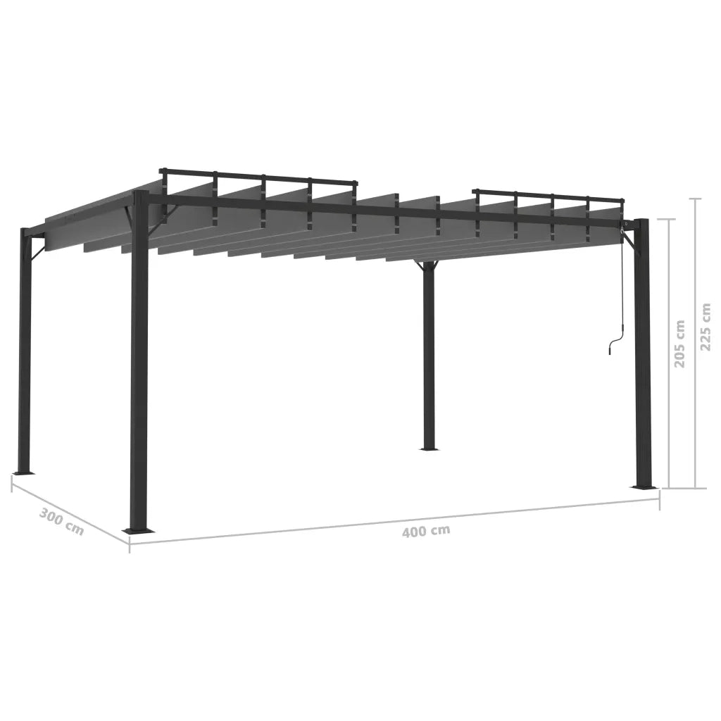Gazebo con Tetto a Lamelle 3x4 m in Tessuto Antracite/Alluminio 313929