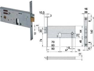 ELETTROSERRATURA DA INFILARE PER FASCE MM.64 H 1451- - mm.90 (14511900) frontale mm.20 - 1 pezzi CISA