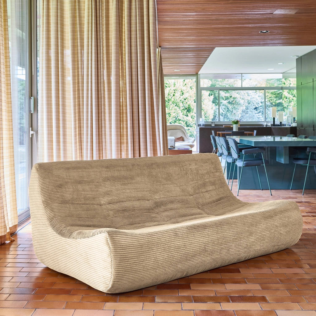 Poltrona in velluto a coste, 3 posti, beige scuro