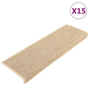 Tappeti Adesivi Scale Aspetto Sisal 15pz 65x21x4cm Beige Chiaro