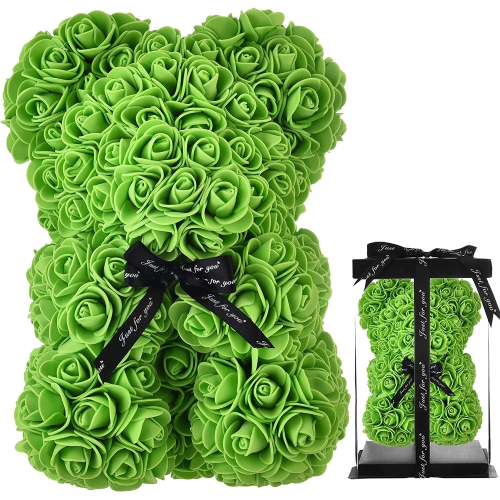Trade Shop - Orsacchiotto Orsetto Orso Di Rose Con Fiori Artificiali Da 25cm San Valentino -