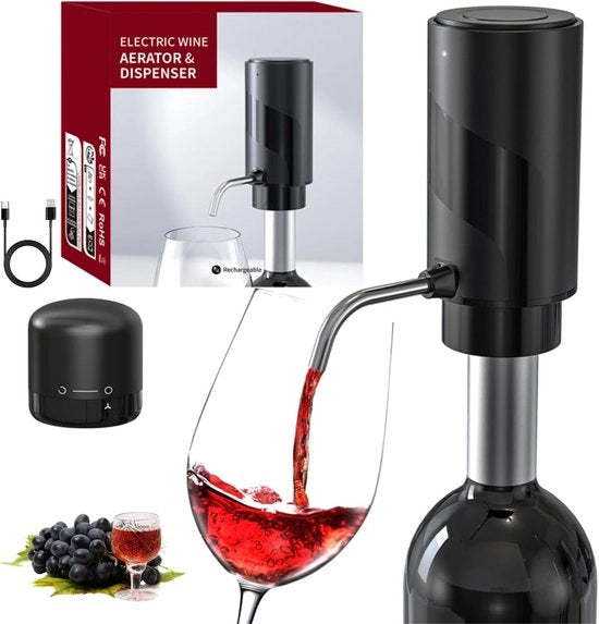 Wijnbeluchter elettrico con beccuccio, automatico con caraffa e dispenser ricaricabile