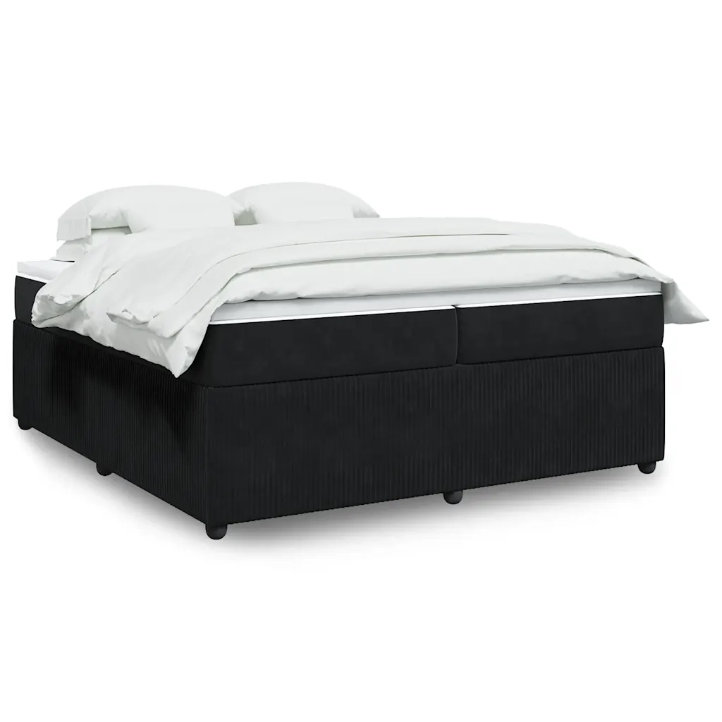 Giroletto a Molle con Materasso Nero 200x200 cm in Velluto