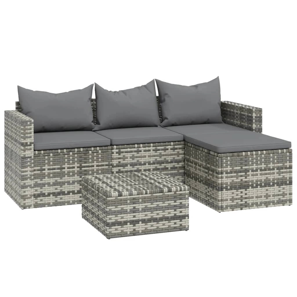 Set di mobili da giardino mobili da esterno set da 3 pezzi con cuscini resina intrecciata grigia 02_0015980