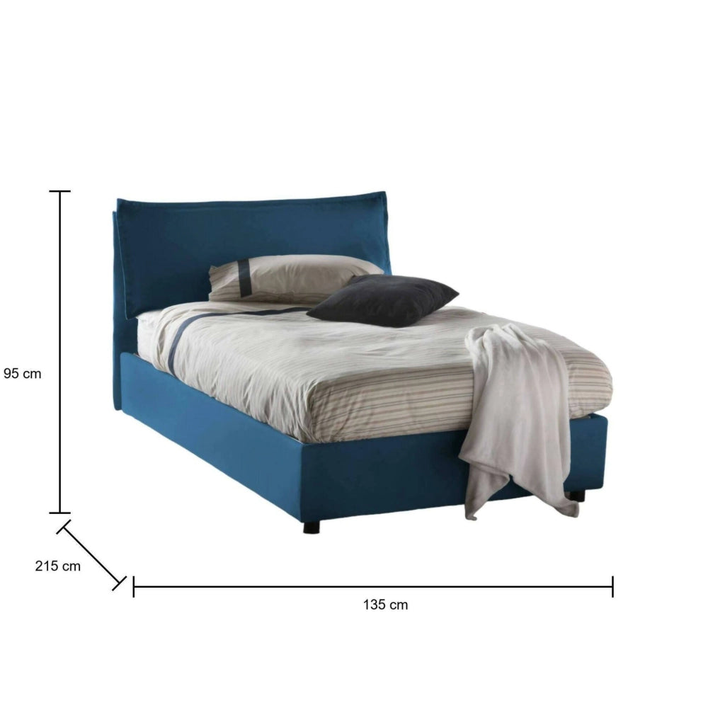 Arnaldo, Letto Piazza e Mezza Sfoderabile Made in Italy, blu