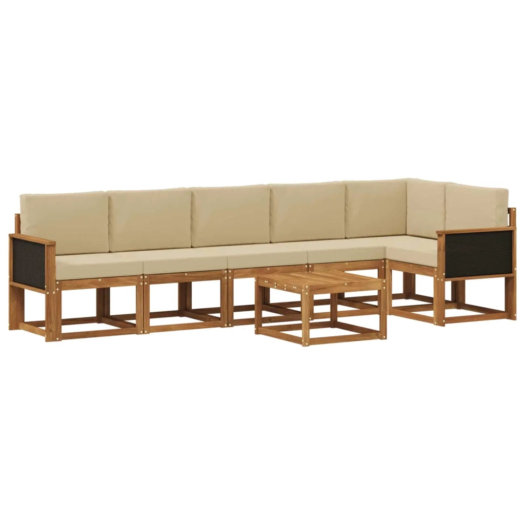 Set di divani da esterno 7 pcs Naturale e Beige Poliestere 3385264