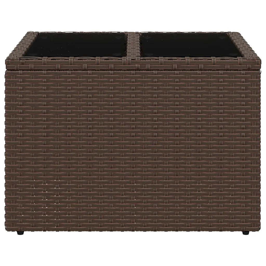 Tavolo da Giardino Piano Vetro Marrone 55x55x37 cm Polyrattan 366207