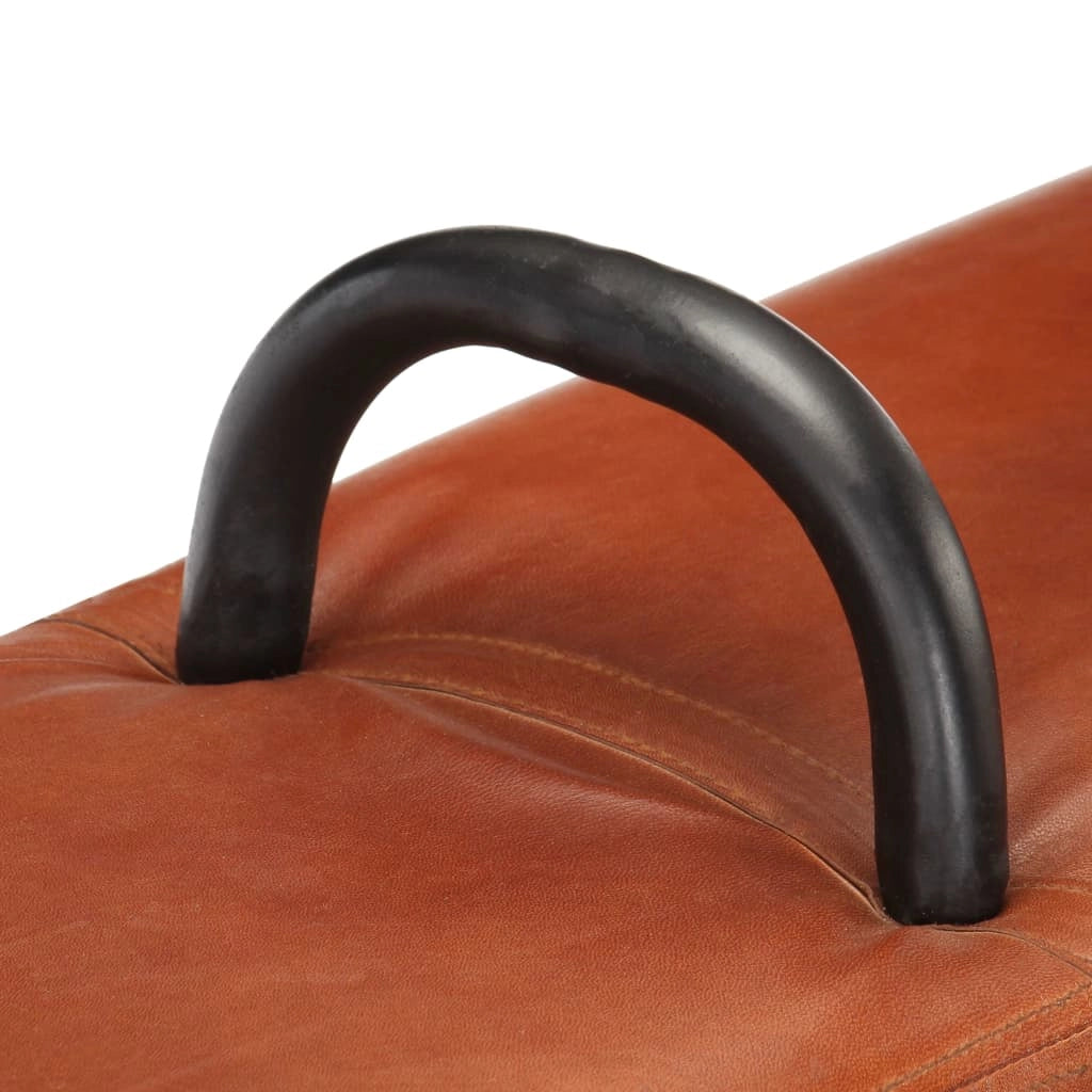 Panca in stile cavallo 135 x 25 x 55 cm vera pelle sintetica di capra marrone 02_0010829