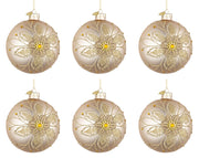 Palline di Natale in Vetro Champagne Oro a Fiori Addobbi Decorazioni Albero Diametro: 80 mm