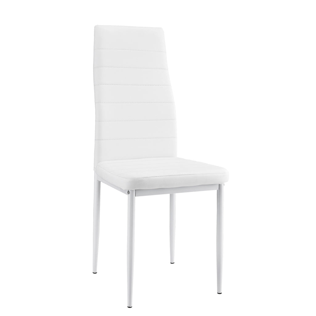 Set Sala da Pranzo Bjerkvik Tavolo 140x60 cm e 6 Sedie Imbottite Rivestimento in Similpelle - Bianco [en.casa]