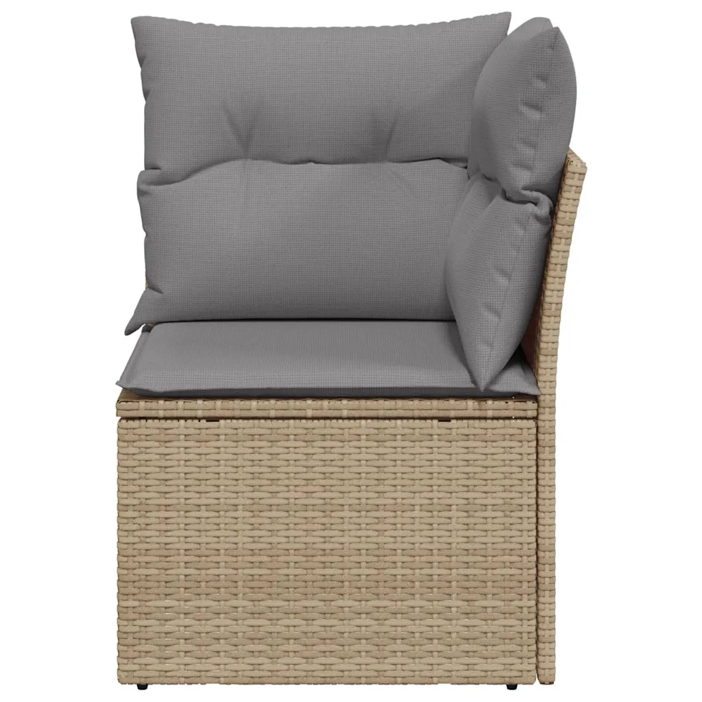 Divano Angolare da Giardino con Cuscini Beige in Polyrattan 366086
