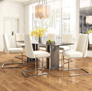 Set di 2 sedie da pranzo in velluto beige con gambe argento
