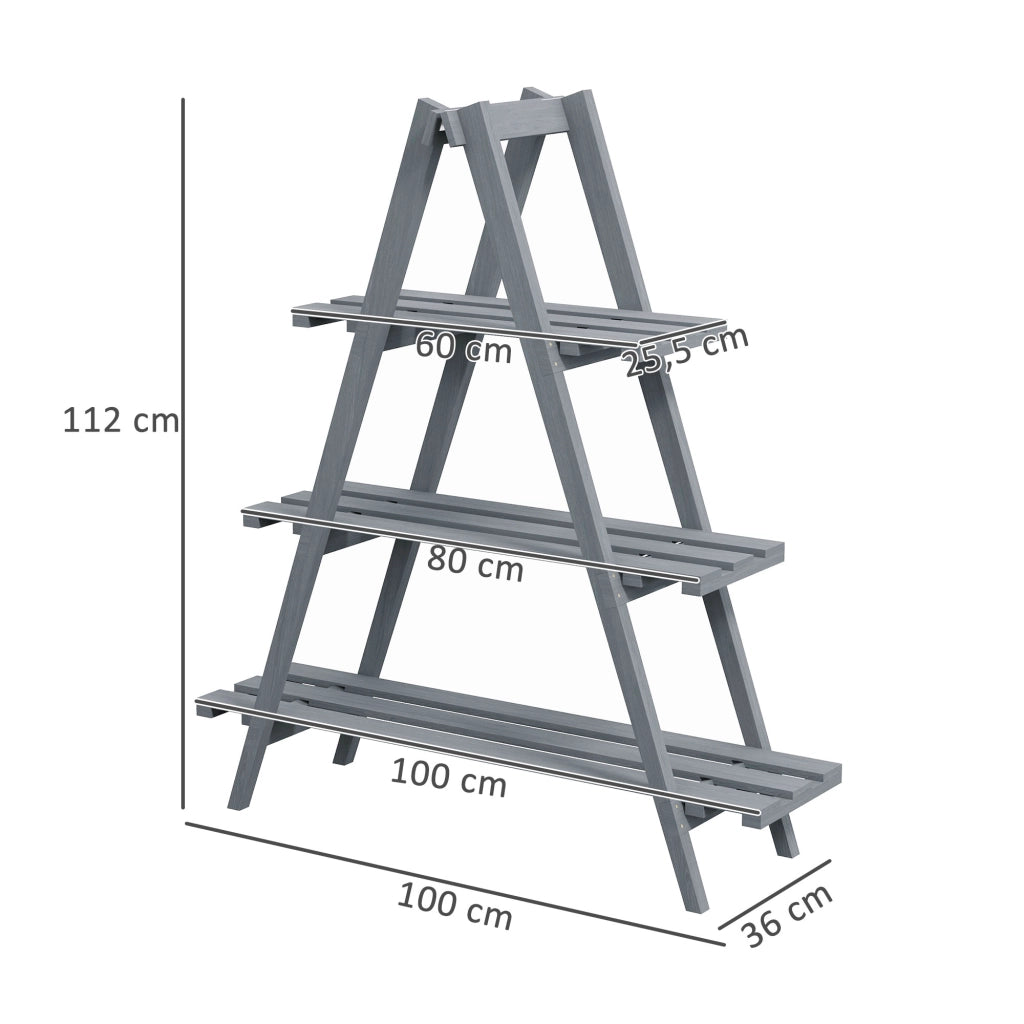 Libreria per Piante Pieghevole 3 Livelli ¨C zephmum ¨C Grigio 100x36x112 cm