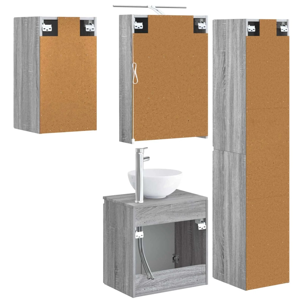 Set di Armadi da Bagno 5 pcs Sonoma grigio 50 x 14,5 x 70 cm 3407292