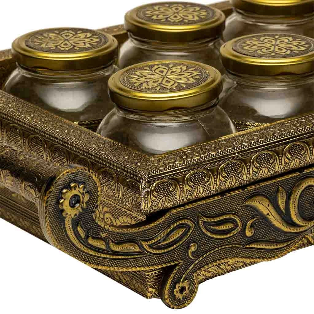 Vassoio in metallo goffrato color rame 46x26x7h