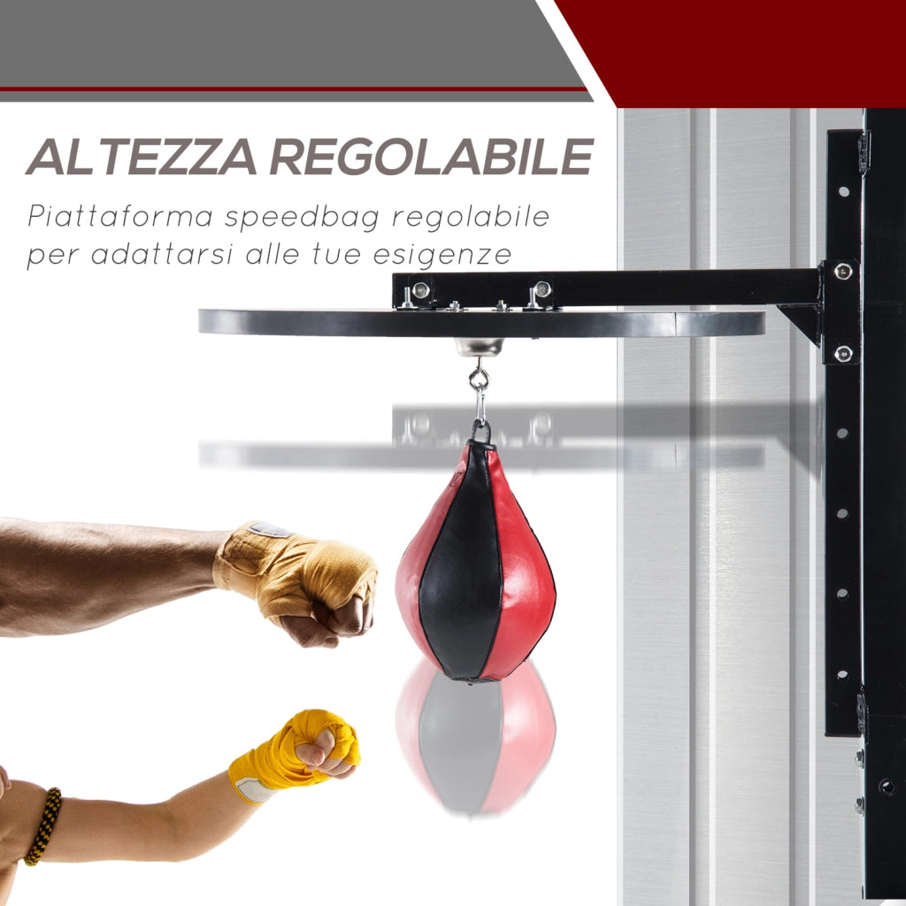 EasyComfort Piattaforma Boxe con Speedball Φ21 cm, Punching Ball per Allenamento Pugilato Arti Marziali, in Legno e Acciaio