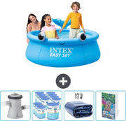 Piscina Rond Opblaasbar Easy Set - 183 x 51 cm - Blu - Balena - Inclusa Pomp Filtrazione - Filtro - Parasole Solare - Guida Piscina