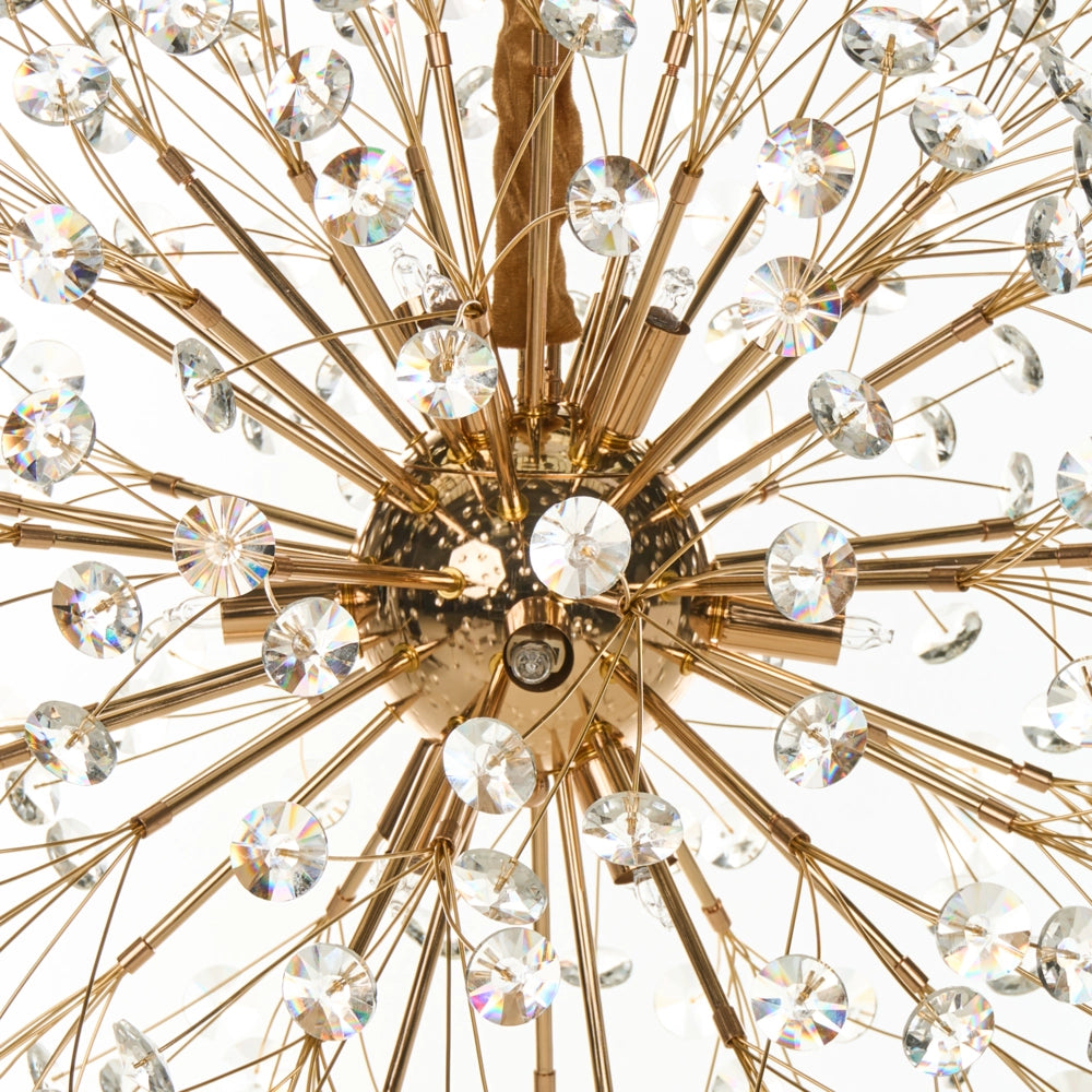 Lampadario in ottone, metallo e cristalli di vetro ⌀ 60 cm Lampada a sospensione stile glamour