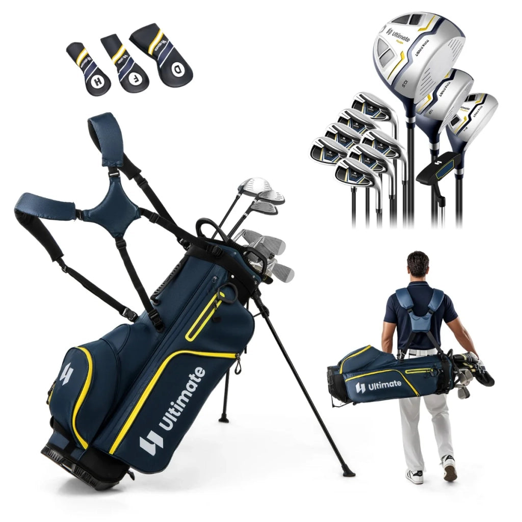 Set di 15 mazze da golf con sacca da trasporto e copertura antipioggia 87 x 28 x 20,5 cm comfort ottimale sensazione di comfort nylon giallo 20_0013581