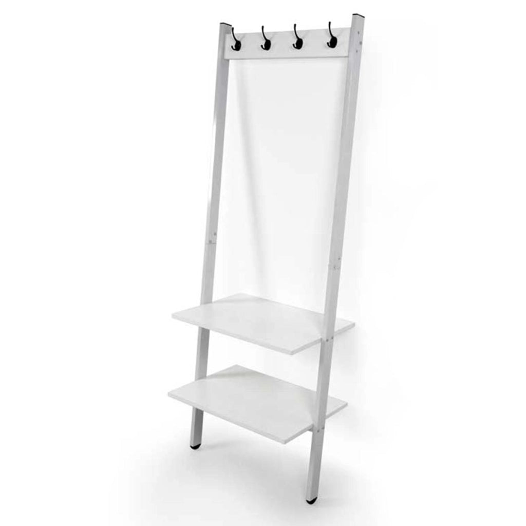 SCAFFALE DA PARETE INCLINATO CON 2 RIPIANI 64 X 45 X 180 CM COLORE BIANCO