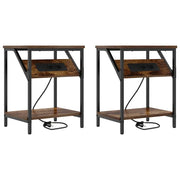 Set di 2 Comodini | Armadio da Notte | Mobiletto da notte Rovere fum¨¦ 38 x 30 x 48 cm