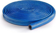 Rullo di 10 m Ø 18 mm con isolamento di 6 mm di spessore, schiuma PE blu per isolamento tubi di riscaldamento e condotte idriche.