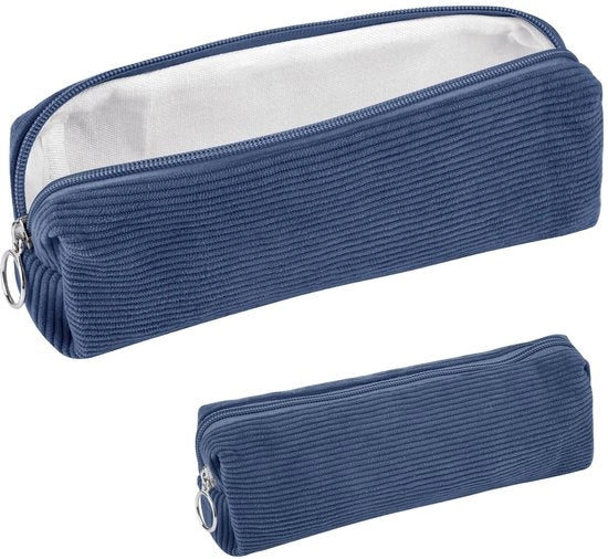 Etui in velluto a corda, estetico portachiavi, portachiavi pratico, portachiavi moda per ragazzi e ragazze, portachiavi portatile per adolescenti, scuola, ufficio (blu scuro)