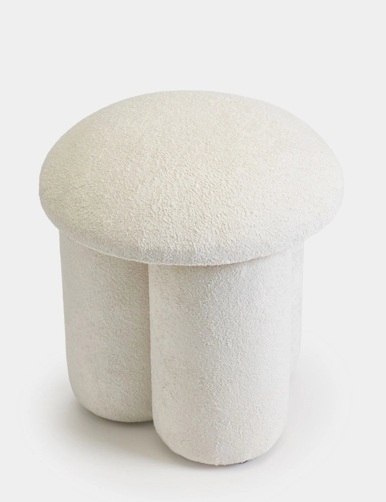 Pouf in tessuto "Magnus" - 45 x 45 x 48 cm - Bianco