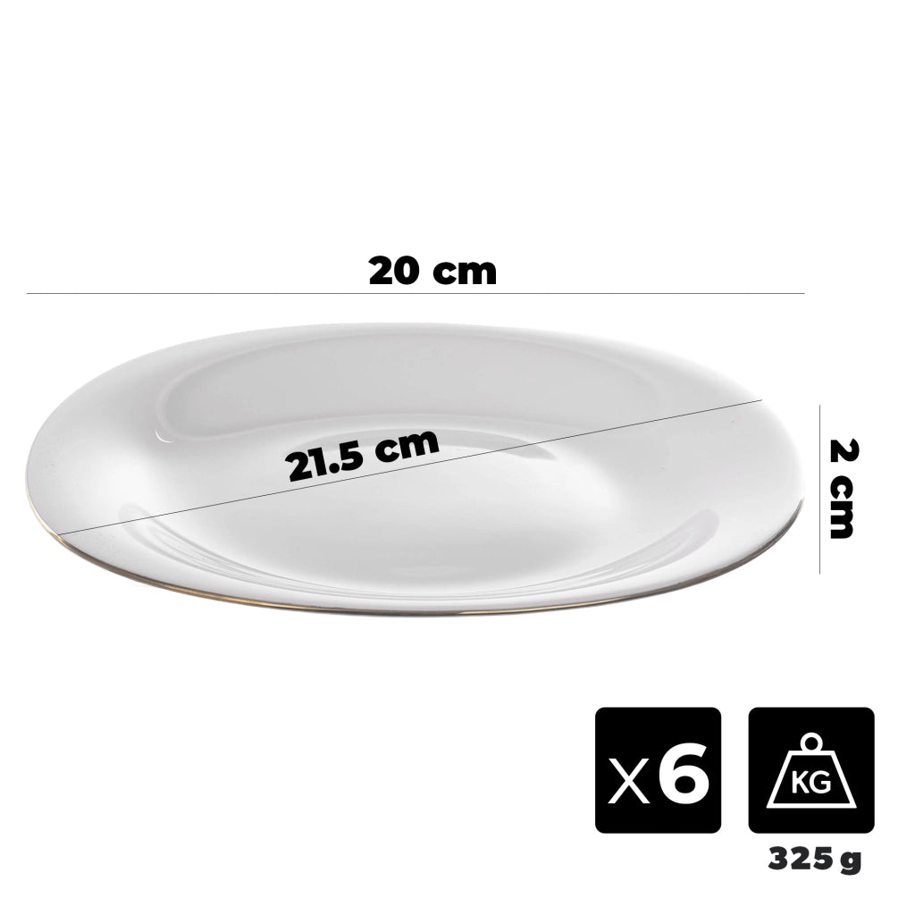 Set di 6 piatti da dessert KADAX da 21,5 cm, colore bianco e oro.