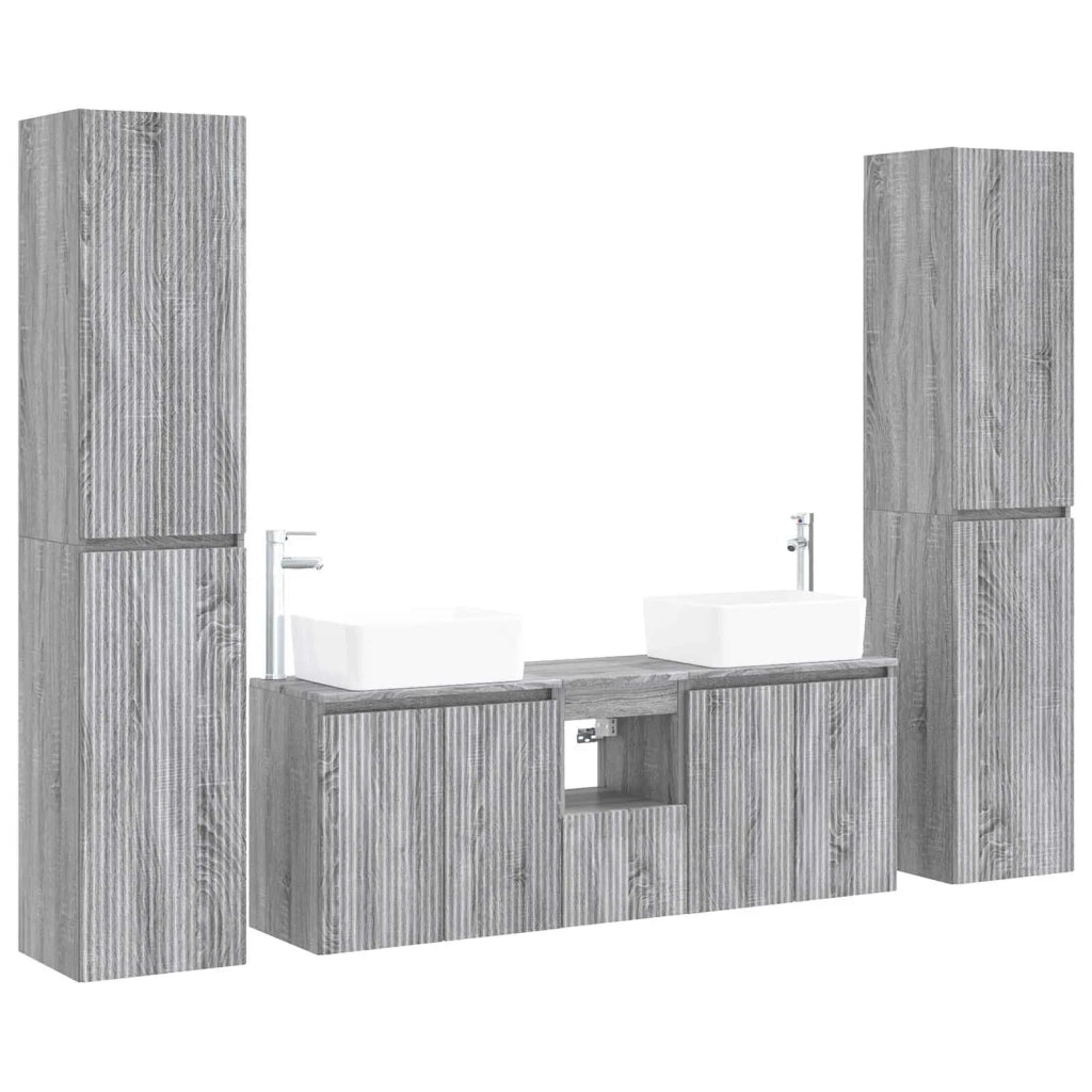 Set di mobili per il bagno 5 pz Sonoma grigio 3406039