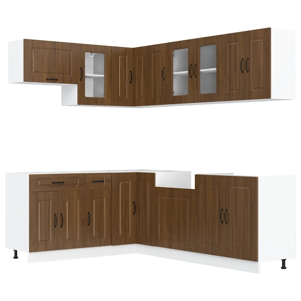 Set Mobili da Cucina 11 pz Kalmar Rovere Marrone in Truciolato 3314888